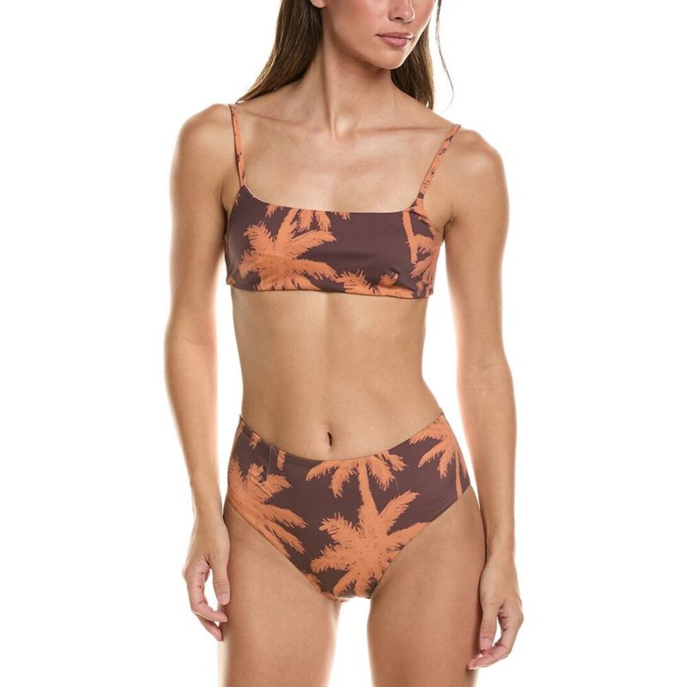 Manebí Womens Manebi 2Pc Ribbed Bralette Bikini Set, Brown